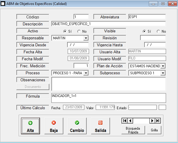 ERP Naitiva - Objetivos de Calidad