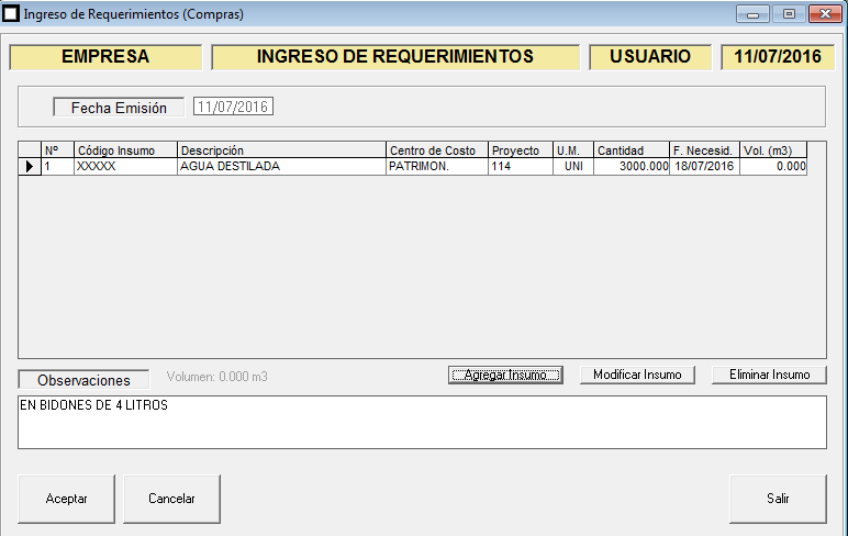 ERP Naitiva - Ingreso de Requerimientos