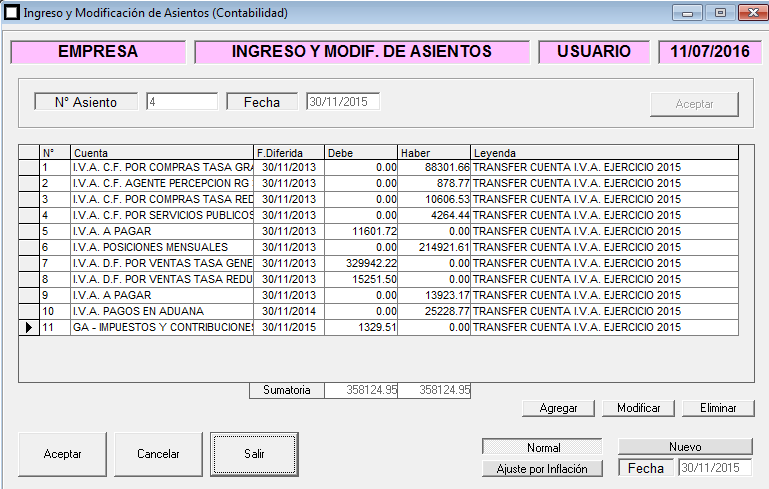 ERP Naitiva - Ingreso de Asientos Contables