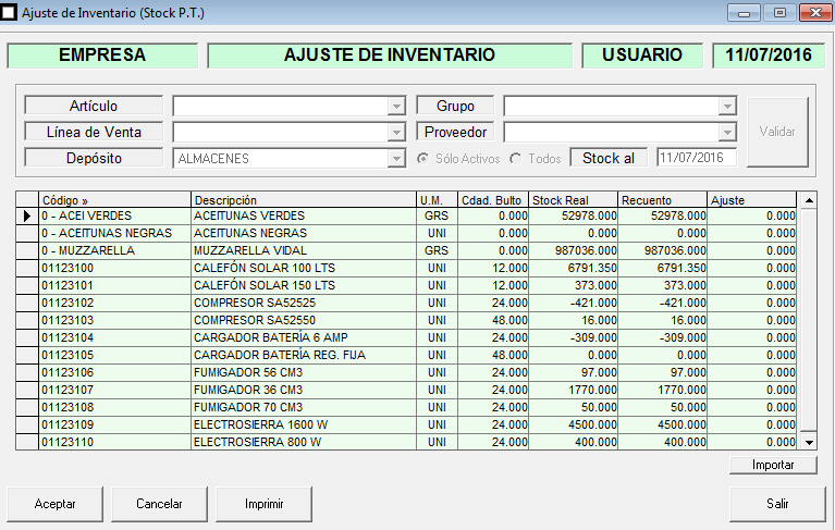 ERP Naitiva - Ajuste de Inventario