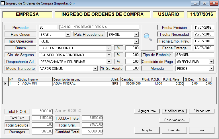 ERP Naitiva - Ordenes de Compra al Exterior