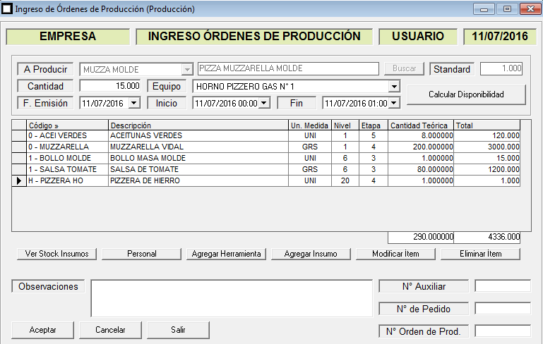 ERP Naitiva - Ingreso de Ordenes de Produccion